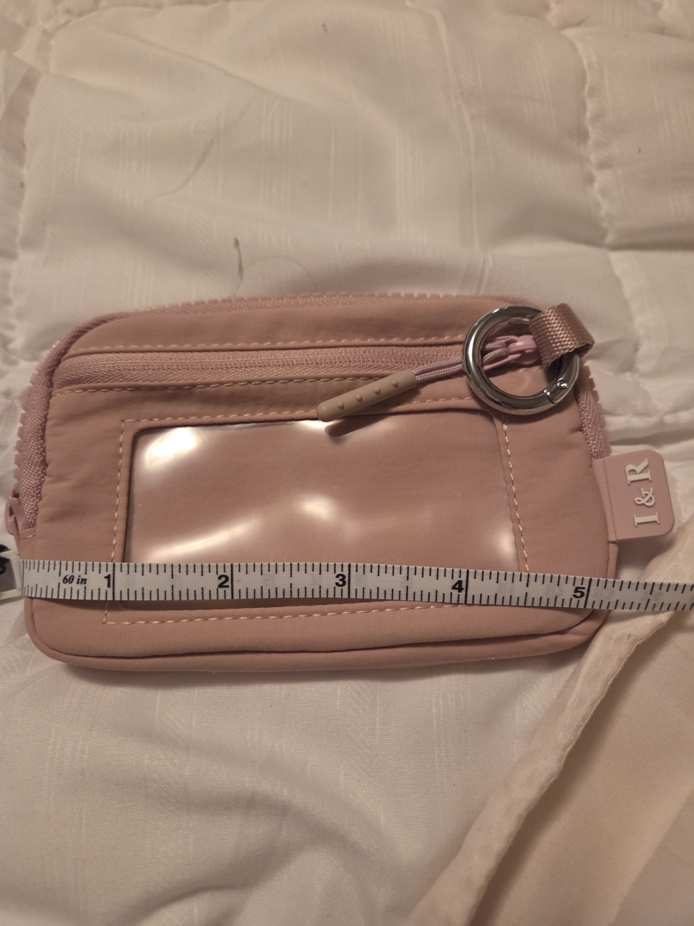 Iris and Rainbow Pink Travel ID Wallet Wristlet with Keyring